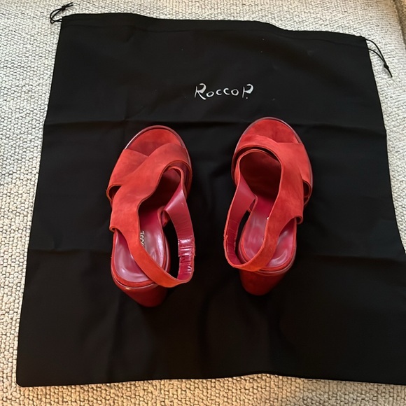 Rocco P Oleo Persia Red Suede Heels - Picture 5 of 7